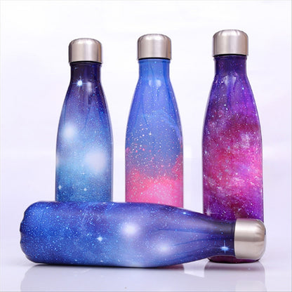 ELECTROPRIME Starry Sky Pattern Thermal Cup Vacuum Flask Heat Water Bottle Portable Stainless Steel Sports Kettle, Capacity:500ml(Purple)