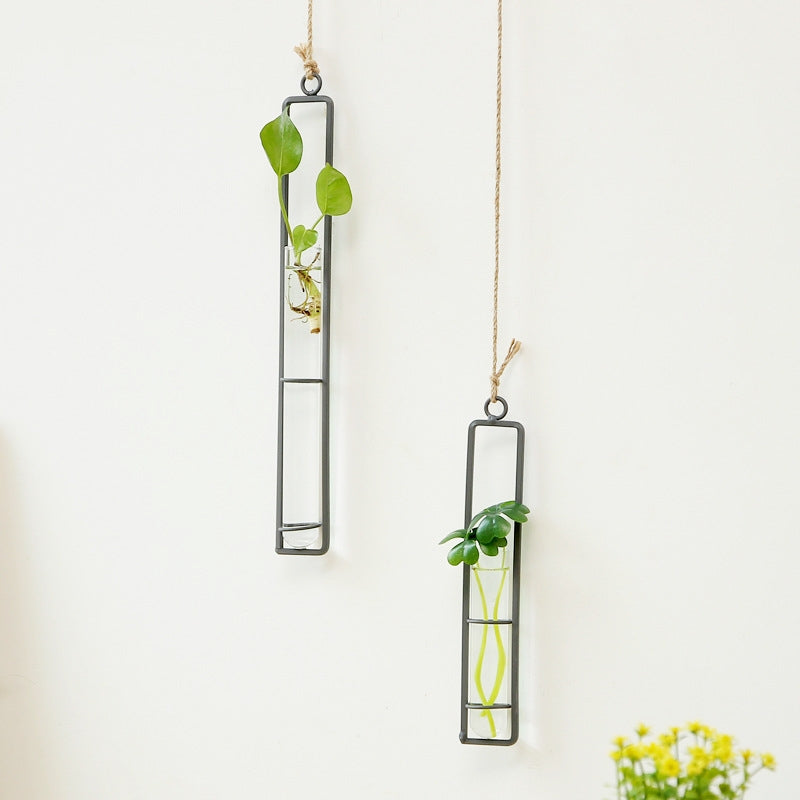 ELECTROPRIME Home Gardening Iron Art Charm Glass Wall Hanging Plant Bonsai Decorative Accessories, Size:S
