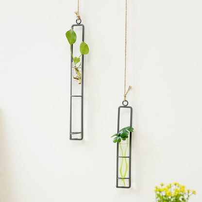ELECTROPRIME Home Gardening Iron Art Charm Glass Wall Hanging Plant Bonsai Decorative Accessories, Size:M