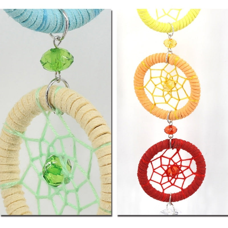 ELECTROPRIME Creative Hand-Woven Crafts Colorful Small Ring Series Dream Catcher Home Car Wall Hanging Decoration