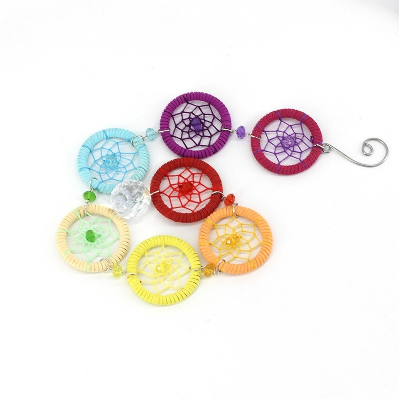 ELECTROPRIME Creative Hand-Woven Crafts Colorful Small Ring Series Dream Catcher Home Car Wall Hanging Decoration