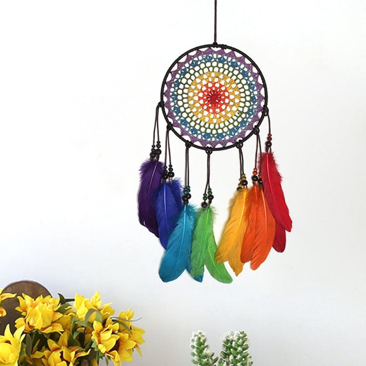 ELECTROPRIME Creative Hand-Woven Crafts Colorful Dream Catcher Home Car Wall Hanging Decoration
