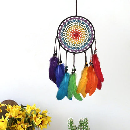 ELECTROPRIME Creative Hand-Woven Crafts Colorful Dream Catcher Home Car Wall Hanging Decoration