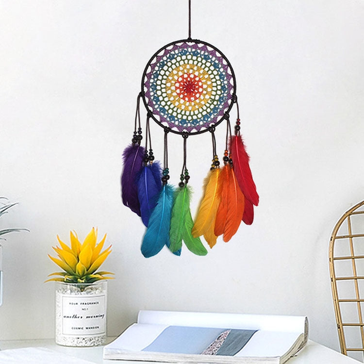 ELECTROPRIME Creative Hand-Woven Crafts Colorful Dream Catcher Home Car Wall Hanging Decoration