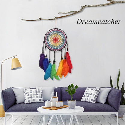 ELECTROPRIME Creative Hand-Woven Crafts Colorful Dream Catcher Home Car Wall Hanging Decoration
