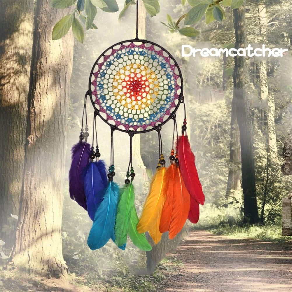 ELECTROPRIME Creative Hand-Woven Crafts Colorful Dream Catcher Home Car Wall Hanging Decoration
