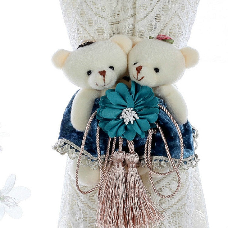ELECTROPRIME Cartoon Little Bear Curtain Buckle Curtain Strap(Flower Blue)