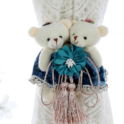 ELECTROPRIME Cartoon Little Bear Curtain Buckle Curtain Strap(Flower Blue)
