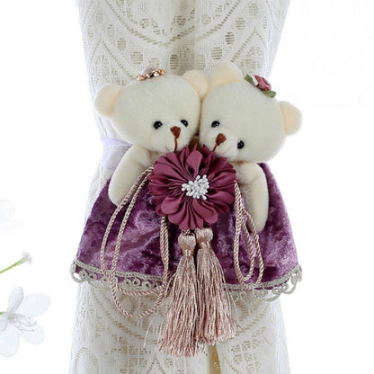 ELECTROPRIME Cartoon Little Bear Curtain Buckle Curtain Strap(Flower Purple)