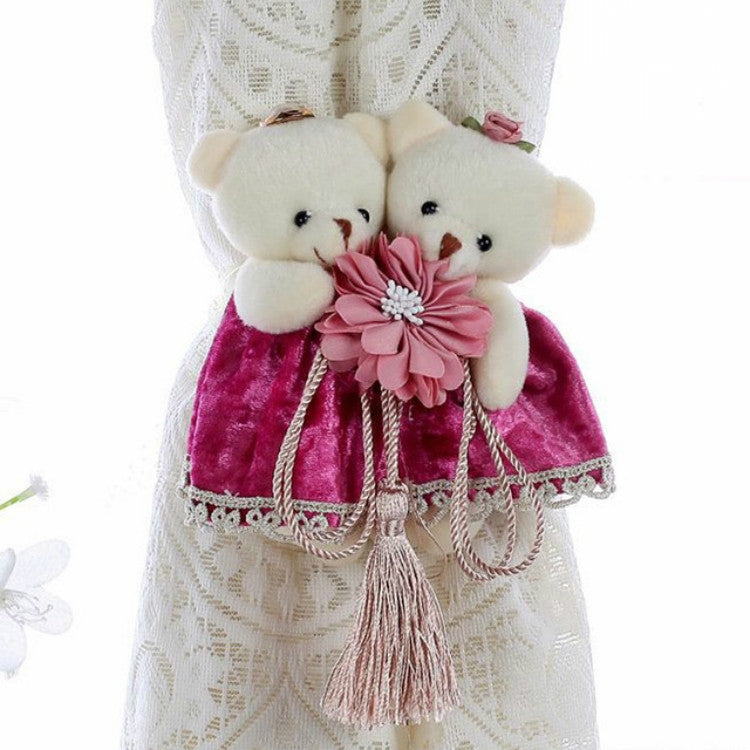 ELECTROPRIME Cartoon Little Bear Curtain Buckle Curtain Strap(Flower Rose Red)