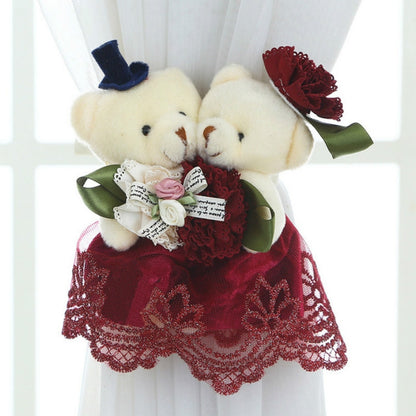ELECTROPRIME Cartoon Little Bear Curtain Buckle Curtain Strap(Carnation Dark Red)