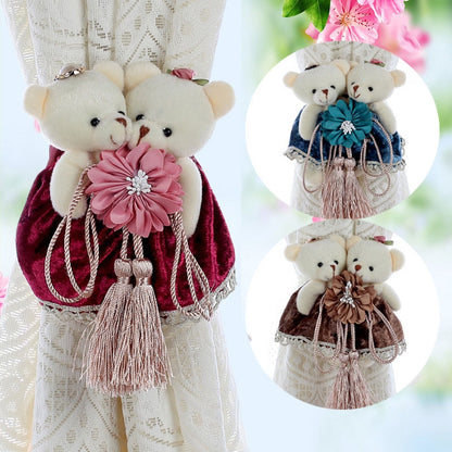 ELECTROPRIME Cartoon Little Bear Curtain Buckle Curtain Strap(Flower Deep Red)