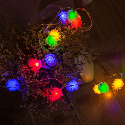 ELECTROPRIME 20 LEDs Solar Powered Pine Cone Outdoor Energy Saving Holiday Wedding Decoration String Light Garden Landscape Lamp(Colorful Light)