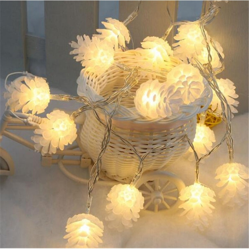 ELECTROPRIME 20 LEDs Solar Powered Pine Cone Outdoor Energy Saving Holiday Wedding Decoration String Light Garden Landscape Lamp(Colorful Light)