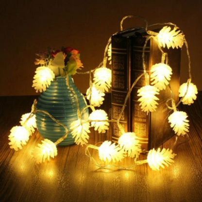 ELECTROPRIME 20 LEDs Solar Powered Pine Cone Outdoor Energy Saving Holiday Wedding Decoration String Light Garden Landscape Lamp(Warm White)