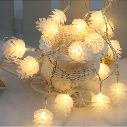 ELECTROPRIME 20 LEDs Solar Powered Pine Cone Outdoor Energy Saving Holiday Wedding Decoration String Light Garden Landscape Lamp(Warm White)