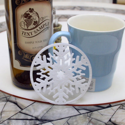 ELECTROPRIME 10 PCS Merry Christmas Decorations Snowflakes Cup Pad Non-woven Fabric Dinner Party Dish Tray Coffee Pads(White)