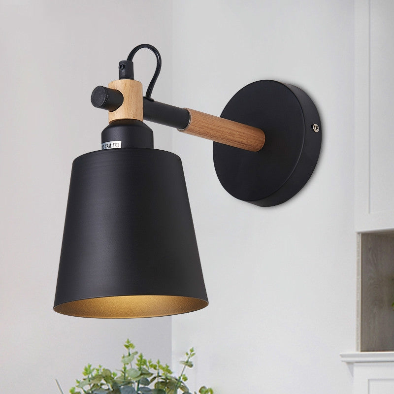 ELECTROPRIME Staircase Aisle Bedside Bedroom Wall Lamp Creative Simple Background Restaurant Oblique Barrel Light, AC 220V(Black)