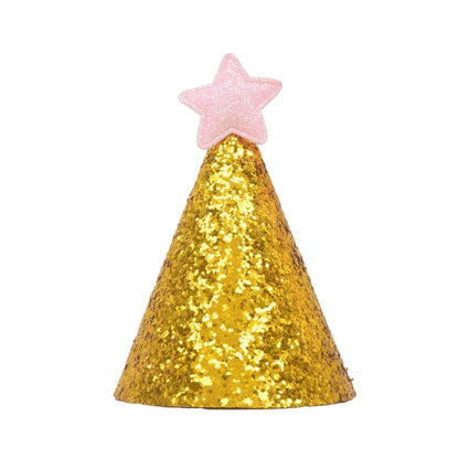 ELECTROPRIME 10 PCS Golden Birthday Hat Children Age Dress up Star Hat Glitter Cake Cap(Pink Star)