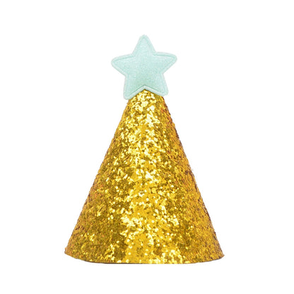 ELECTROPRIME 10 PCS Golden Birthday Hat Children Age Dress up Star Hat Glitter Cake Cap(Blue Star)