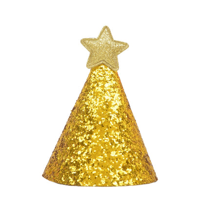 ELECTROPRIME 10 PCS Golden Birthday Hat Children Age Dress up Star Hat Glitter Cake Cap(Gold Star)