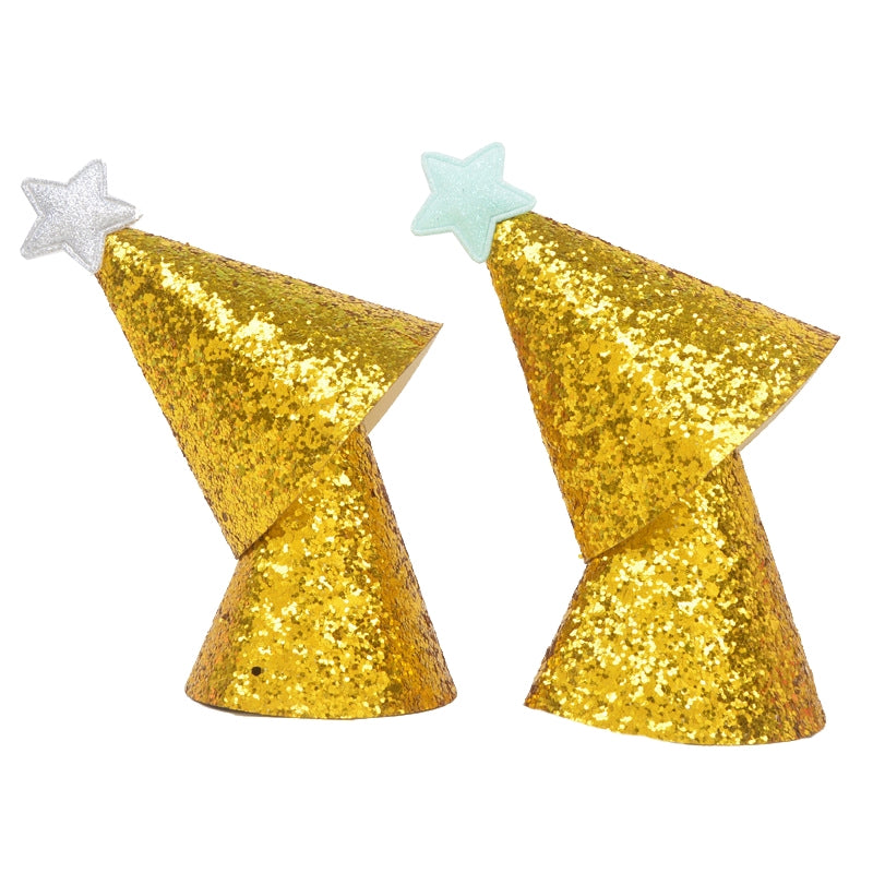 ELECTROPRIME 10 PCS Golden Birthday Hat Children Age Dress up Star Hat Glitter Cake Cap(Gold Star)