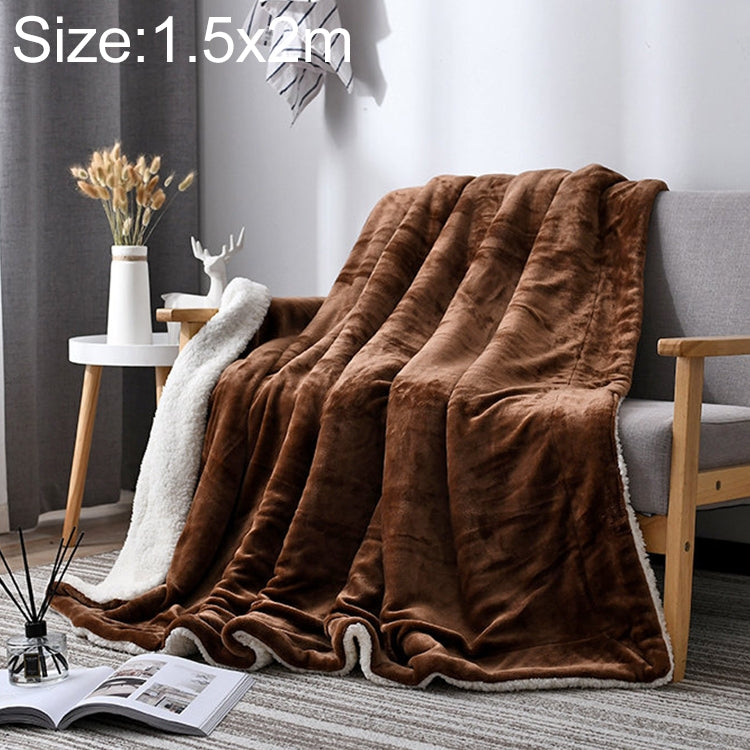 ELECTROPRIME Winter Sofa Blanket Double Thick Cashmere Coral Fleece Ofice Nap Blanket, Size:1.5x2m(Coffee)