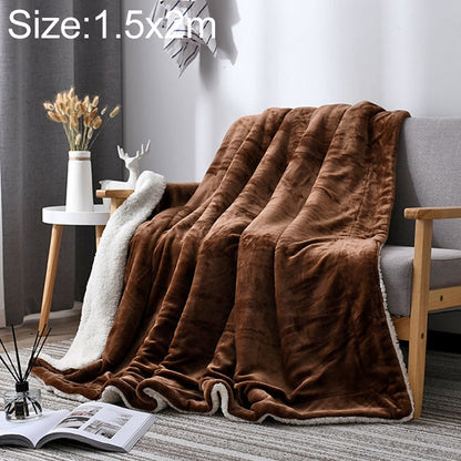 ELECTROPRIME Winter Sofa Blanket Double Thick Cashmere Coral Fleece Ofice Nap Blanket, Size:1.5x2m(Coffee)