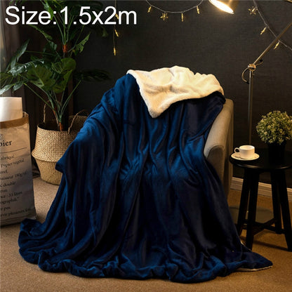 ELECTROPRIME Winter Sofa Blanket Double Thick Cashmere Coral Fleece Ofice Nap Blanket, Size:1.5x2m(Navy Blue)