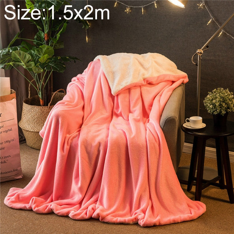 ELECTROPRIME Winter Sofa Blanket Double Thick Cashmere Coral Fleece Ofice Nap Blanket, Size:1.5x2m(Pink)