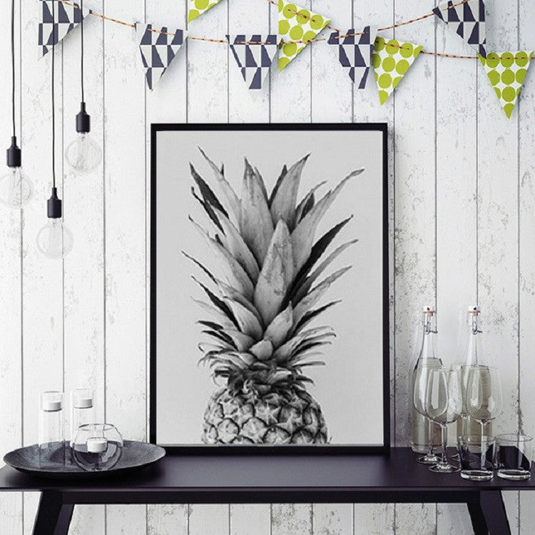 ELECTROPRIME 2pcs Modern Minimalist Pineapple Letter Frameless Decorative Painting Living Room Core, Size:20x25cm(Pineapple + English Letter)