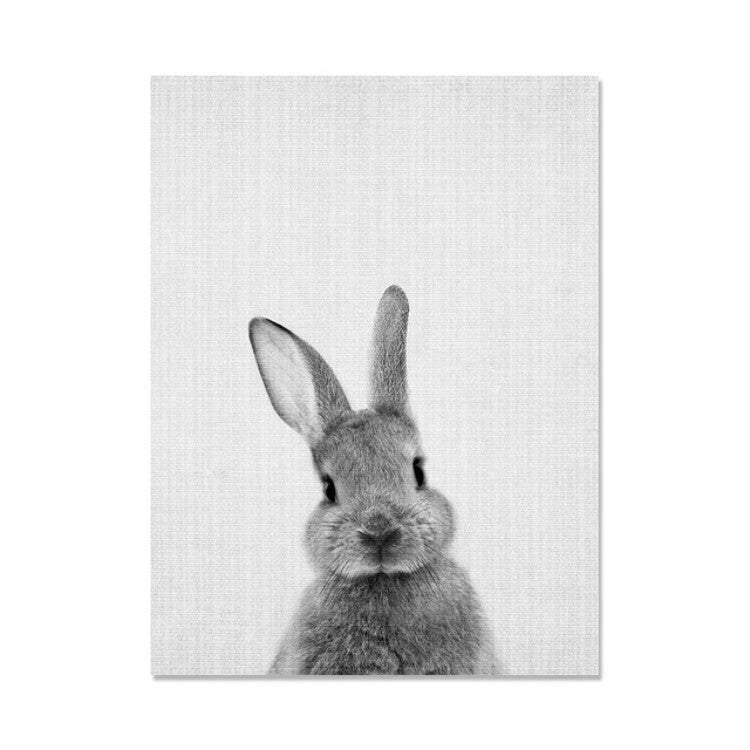 ELECTROPRIME Rabbit Before and After the Computer Printing Decorative Painting Frameless Core, Size:21x30cm(Grey Rabbit Front)