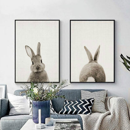 ELECTROPRIME Rabbit Before and After the Computer Printing Decorative Painting Frameless Core, Size:40x50cm(Brown Rabbit Back)