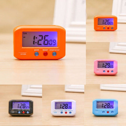 ELECTROPRIME Portable Pocket Sized Digital Electronic Travel Alarm Clock Automotive Electronic Luminous Stopwatch LCD Clock(Black)