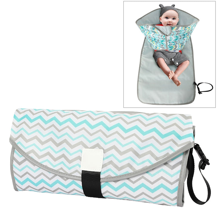 ELECTROPRIME Baby Changing Diaper Pad Portable Folding Waterproof Nursing Pad, Size:One size(Green gray waves)