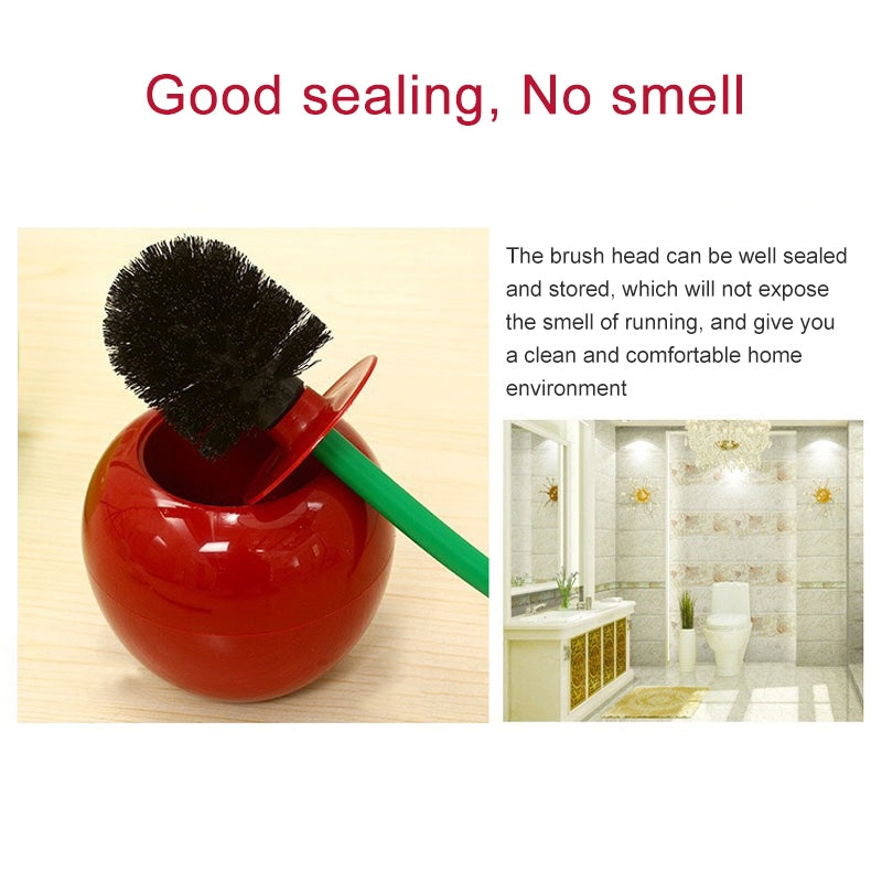 ELECTROPRIME Cherry Shaped Toilet Brush Bathroom Creative Lovely Lavatory Brush Toilet Cleaning Kit(Green)