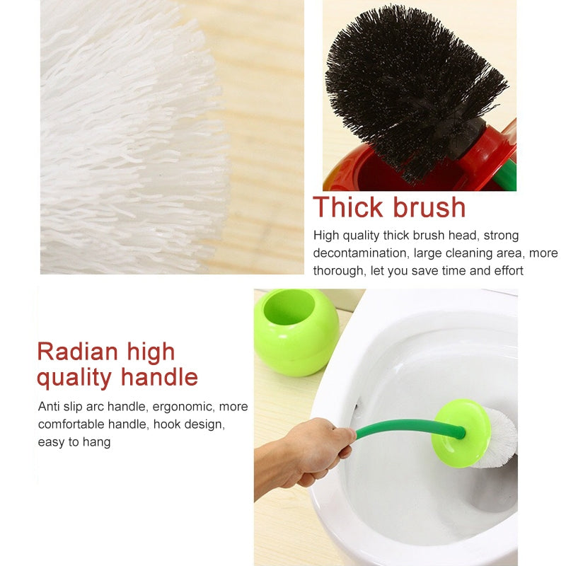 ELECTROPRIME Cherry Shaped Toilet Brush Bathroom Creative Lovely Lavatory Brush Toilet Cleaning Kit(Green)