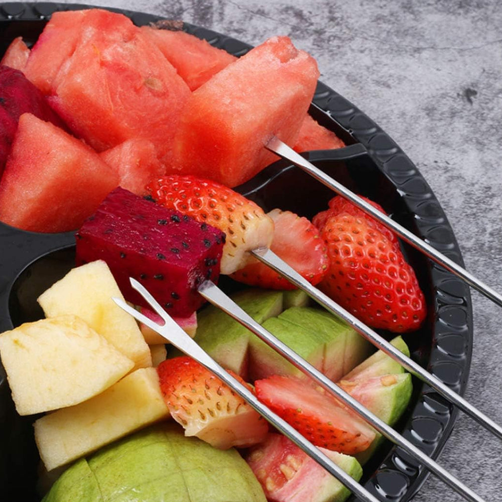 ELECTROPRIME Stainless Steel Wooden Handle Chocolate Fork Hot Pot Forks Cheese Fruit Dessert Fork Fondue Melting Skewer Kitchen Tools, Random Color Delivery