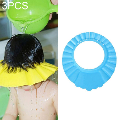 ELECTROPRIME 5 PCS Safe Baby Shower Cap Kids Bath Visor Hat Adjustable Baby Shower Cap Protect Eyes Hair Wash Shield for Children Waterproof Cap Blue+wave