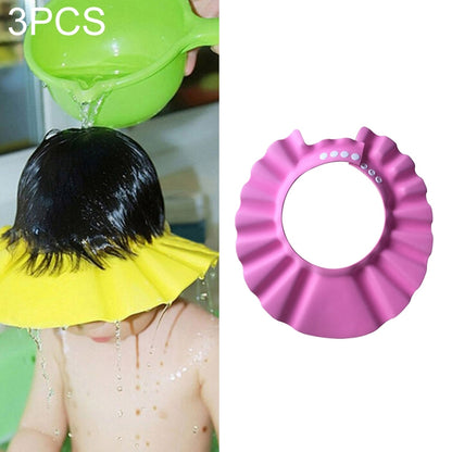 ELECTROPRIME 5 PCS Safe Baby Shower Cap Kids Bath Visor Hat Adjustable Baby Shower Cap Protect Eyes Hair Wash Shield for Children Waterproof Cap Pink+Round