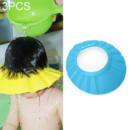 ELECTROPRIME 5 PCS Safe Baby Shower Cap Kids Bath Visor Hat Adjustable Baby Shower Cap Protect Eyes Hair Wash Shield for Children Waterproof Cap Blue+Round