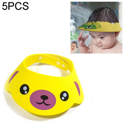 ELECTROPRIME 5 PCS Baby Kids Cap Shower Cap Baby Bath Cap Shower Hat Bath Visor Kids Bath Wash Hair Shield Hat(Yellow Dog)
