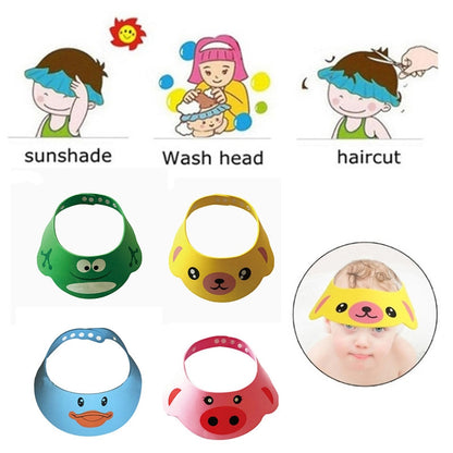ELECTROPRIME 5 PCS Baby Kids Cap Shower Cap Baby Bath Cap Shower Hat Bath Visor Kids Bath Wash Hair Shield Hat(Yellow Dog)