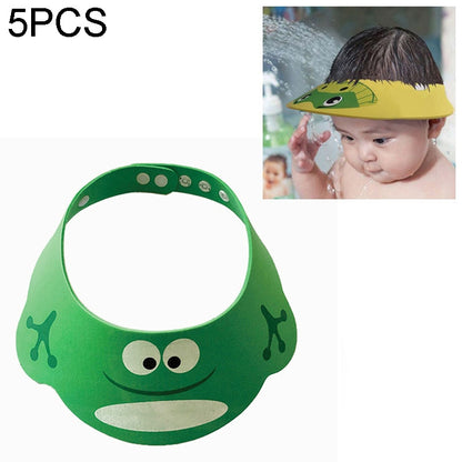 ELECTROPRIME 5 PCS Baby Kids Cap Shower Cap Baby Bath Cap Shower Hat Bath Visor Kids Bath Wash Hair Shield Hat(Green Frog)