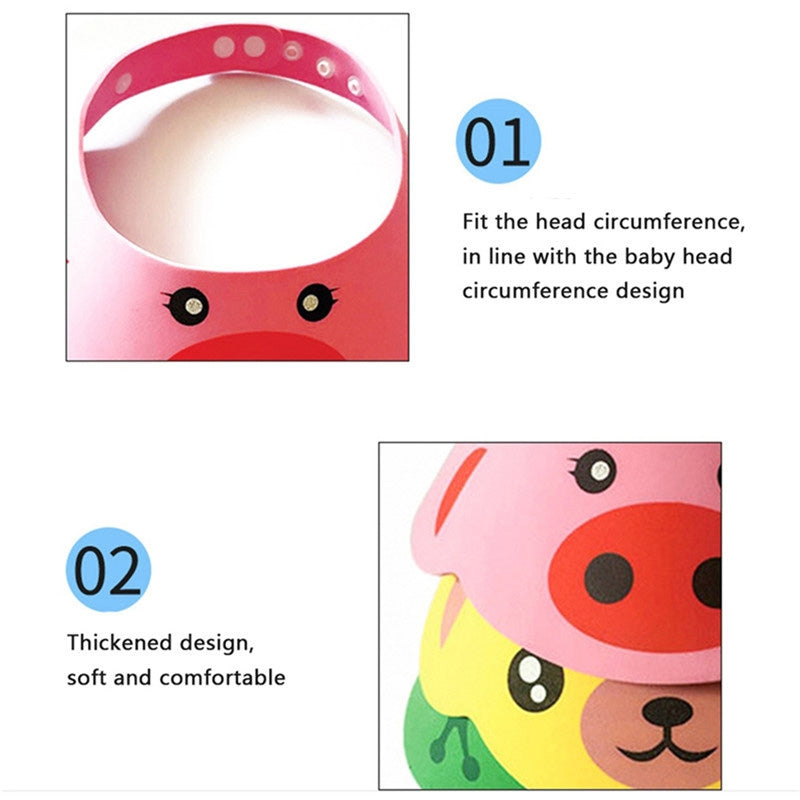 ELECTROPRIME 5 PCS Baby Kids Cap Shower Cap Baby Bath Cap Shower Hat Bath Visor Kids Bath Wash Hair Shield Hat(Green Frog)