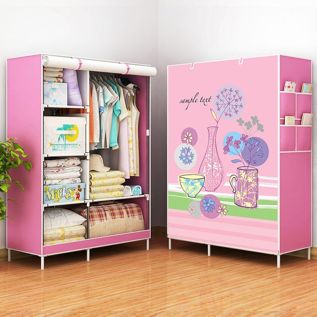 ELECTROPRIME Non-woven Fabric Frame Reinforcement Wardrobe DIY Assembly Storage Organizer Detachable Clothing Furniture Shelf(Bottle)