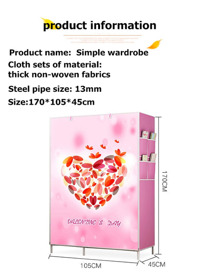 ELECTROPRIME Non-woven Fabric Frame Reinforcement Wardrobe DIY Assembly Storage Organizer Detachable Clothing Furniture Shelf(Train)