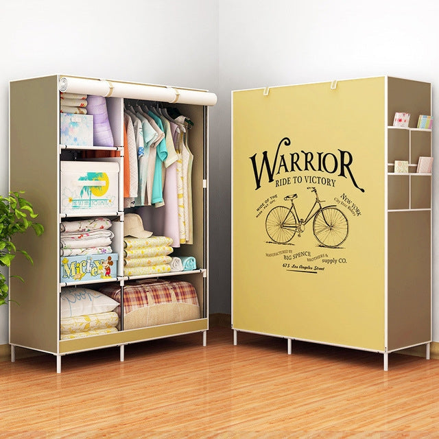 ELECTROPRIME Non-woven Fabric Frame Reinforcement Wardrobe DIY Assembly Storage Organizer Detachable Clothing Furniture Shelf(Bike)