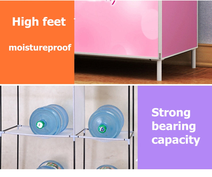 ELECTROPRIME Non-woven Fabric Frame Reinforcement Wardrobe DIY Assembly Storage Organizer Detachable Clothing Furniture Shelf(Girl)