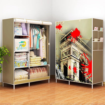 ELECTROPRIME Non-woven Fabric Frame Reinforcement Wardrobe DIY Assembly Storage Organizer Detachable Clothing Furniture Shelf(Triumphal Arch)